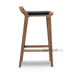 Sidi Modern Teak Bar <b>Stool</b> with Rope Weaving Eco-Friendly for Outdoor Restaurants and Hotels - Product Image 3