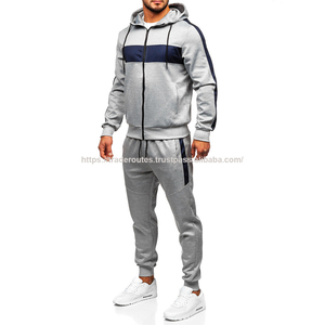 Chándal de color rojo con cremallera OEM al por mayor, traje de hombre con cremallera, chándal con capucha de 2 piezas personalizado con cremallera completa para hombre - Product Image 3