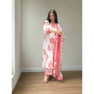 Conjunto de Kurta Rosa para Mujer con Dupatta - Product Image 2