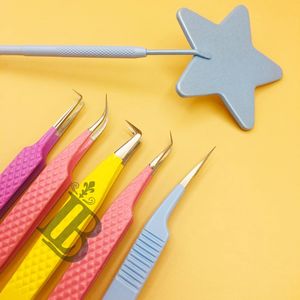 Eyelash Extension Tweezers Star <b>Mirror</b> mink Custom Color Tweezers High Quality Tweezers Logo Packing Free Fiber Tip - Product Image 5