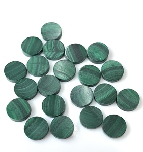Malachite ธรรมชาติทั้งสองด้านขัดทรงกลมเหรียญแบนดิสก์แบนชิ้นแบน5,6,7,8,9,10,11,12,13,14X14,15,16,17,18,19,20 - Product Image 5