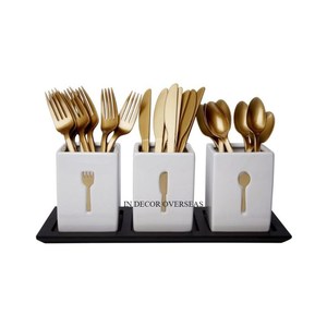 Porte-couverts cylindrique en métal de qualité supérieure, revêtement en poudre de couleur blanche, avec support de couleur noire, au prix le plus bas - Product Image 4