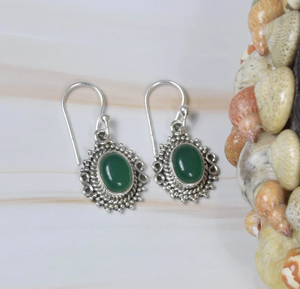 Wholesale Handmade 925 Sterling Silver <b>Green</b> Onyx Gemstone Hook Earrings Oval Designer Dangle <b>Jewelry</b> for Anniversary Gifts - Product Image 1