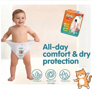 Couches-culottes jetables PERLA pour bébés, avec protection anti-fuites en pulpe de cellulose et SAP japonais, modèle imprimé n°1, taille 3 à 7, fabriquées en Turquie - Product Image 5