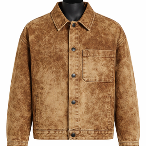 Chaqueta de mezclilla para hombre con lavado ácido, corte oversize, botones frontales, de algodón, al por mayor, OEM ODM, estilo urbano - Product Image 1