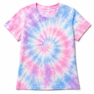 เสื้อยืดผู้หญิงสีพาสเทลลายมัดย้อม ทรงปกติ ผ้าฝ้าย 100% คอกลม แขนสั้น สไตล์ลำลอง เสื้อผ้าสตรีทแวร์สำหรับฤดูร้อน รับผลิตตามแบบ OEM - Product Image 1