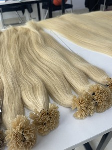Extensiones de cabello con punta en V color rubio toda la longitud 100% cabello virgen vietnamita suave y sedoso sin encrespamiento - Product Image 2
