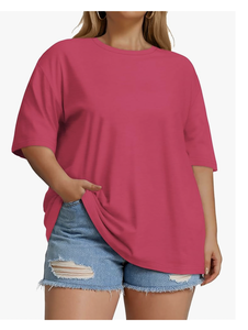 Solid Color Women Plus Size Short Sleeve Crew <b>Neck</b> Tee Bangladesh Factory Wholesale Custom Logo New Arrival Cotton Tops - Product Image 6