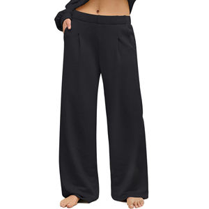 Joggers en coton éponge français personnalisés pantalons de survêtement à jambes larges pour femmes pantalons de survêtement baggy à jambes droites pantalons <span class=keywords><strong>taille</strong></span> <span class=keywords><strong>haute</strong></span> pour femmes - Product Image 1
