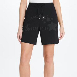 Pantalones cortos personalizados de cintura alta para mujer, mezcla de algodón transpirable, ajustados y ligeros para uso diario, OEM disponible - Product Image 1