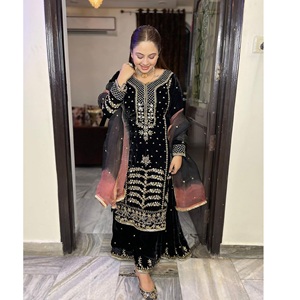 Vente chaude robes de mariée de qualité supérieure nouveau haut-bas Dupatta lourd broderie séquence travail Midi longueur excellentes fêtes - Product Image 1