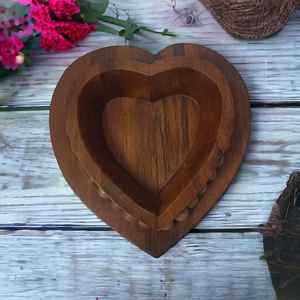 Luxury Vintage <b>Heart</b>-Shape Mango Wood Candle <b>Bowl</b> Customized Eco-Friendly New Natural White Walnut for Home Decor for Christmas - Product Image 4