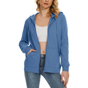 Sweat à capuche zippé en coton polaire de sport personnalisé de haute qualité pour femmes Printemps Automne Sweats à capuche tricotés pour femme - Product Image 2