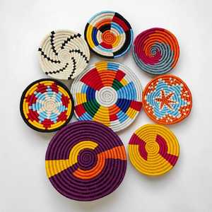 Juego de Cestas de Pared de Bambú Bohemio Multicolor Sabai, Decoración de Pared de Ratán Tejido a Mano, 7 Piezas - Product Image 4