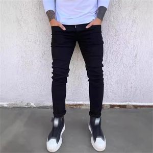 กางเกงยีนส์ทรงสลิมฟิตสำหรับผู้ชายกางเกงยีนส์สีดำดีไซน์ยอดนิยมงานตามสั่ง - Product Image 2