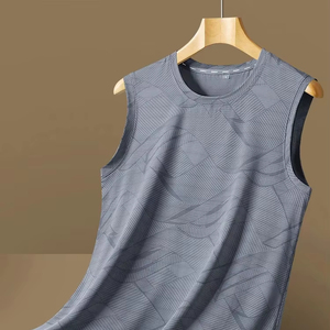 Débardeurs à col rond pour hommes sans manches T-Shirt vêtements de sport été nouveaux modèles mode respirant homme Fitness pull à séchage rapide - Product Image 5