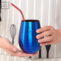 Vente en gros de gobelet à vin isolé sous vide en acier inoxydable à double paroi de qualité supérieure verre sans pied de couleur bleue pour le vin rouge
