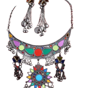 Collar de cobre antiguo para mujer y conjunto de pendientes a juego Zircon hecho a mano estilo afgano fiesta boda OEM/ODM servicios disponibles - Product Image 1