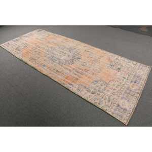 พรมวินเทจตุรกีขนาด 4x9.9 ฟุต, พรมปูพื้น, พรมขนสัตว์สีส้ม - Product Image 2