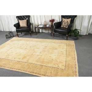 Vintage Rug 6.46x9.7 ft, <b>Yellow</b> Brown Ombr <b>Wool</b> Turkish Rug - Product Image 4