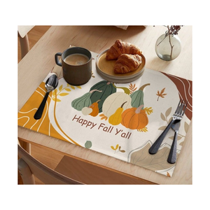 Tapis de table décoratif contemporain en tissu côtelé de 33x47 cm, 240 GSM, imprimé à la brosse, teint en pigment, design bio de citrouilles écologiques de qualité supérieure - Product Image 5