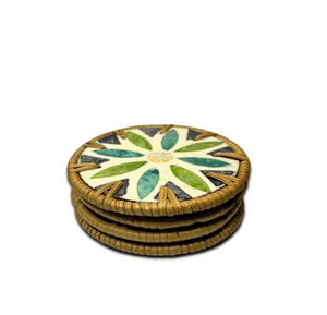 Posavasos de Nácar con Diseño Floral Hecho a Mano, Decoración Artística con Incrustaciones de Concha, Protección para Mesa en Hogar, Villa u Hotel - Product Image 5