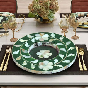 Posavasos con incrustaciones de nácar hecho a mano de Tradebyd, decoración de mesa de lujo para hogares elegantes - Product Image 2