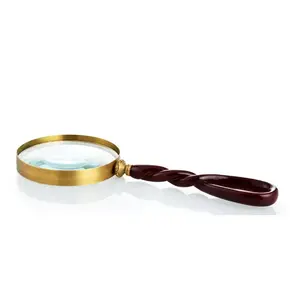 Luxury <b>Magnifying</b> <b>Glass</b> with Twisted Metal Handle Highly Decorative Brass Aluminum Body OEM Customizable Designs - Product Image 3