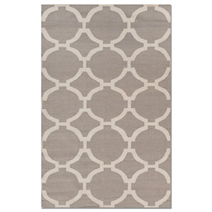 พรมขนสัตว์ทอแบบเรียบสีเทาและสีดำ รุ่น Indusbar Dwrm-103 ลายเรขาคณิตและลวดลายนามธรรม รูปทรงสี่เหลี่ยมผืนผ้าและลายทาง สำหรับตกแต่งพื้นบ้าน - Product Image 1