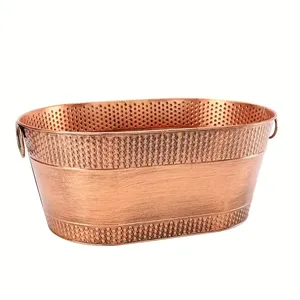 Mirror Silver Champagne Ice Bucket, Half Hammered Metal Wine Chiller, Elegant Luxury Ice Cooler for Hotels Bars and Restaurants - Product Image 3