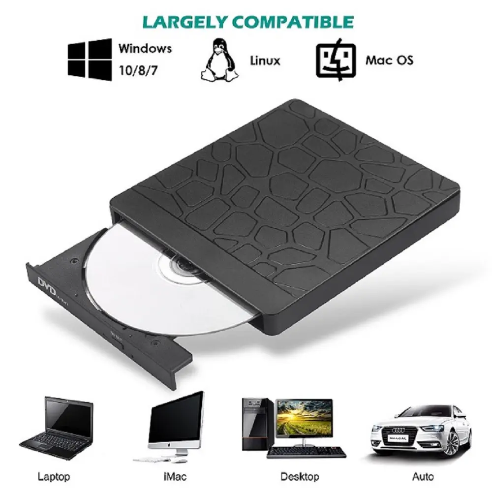 Type-c external DVD burner can read and write 3.0 U disk/TF card SD card compatible with Win 11/Macos external Rw drive