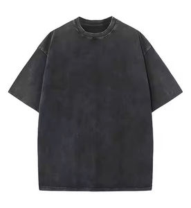 T-shirt pour homme en gros, délavé à l'acide, streetwear, 100% coton jersey, t-shirts pour homme à épaules tombantes avec logo, coupe ample, bon prix - Product Image 4