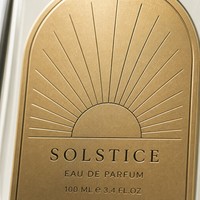 Autocollant d'étiquette de parfum en aluminium en forme d'arche Solstice, motif soleil gravé, or antique brossé, auto-adhésif, étanche