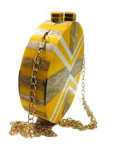 Bolso de Mano de Resina de Madera con Forma Redonda, Chapado en Oro, con Diseño de Mariposa de Lujo, Juego Completo de Bolso de Mano con Dijes Sólidos, Diseño Creativo para Bodas de Mujeres - Product Image 4