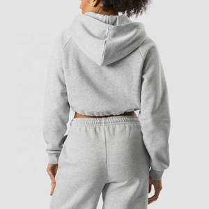 Women's Customised Casual Cropped <b>Hoodie</b> for Women 100% Cotton Custom Logo Blank Plain <b>Black</b> <b>Zip</b>-<b>up</b> High Anti-Shrink Knitted - Product Image 6