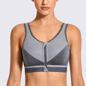 Custom Women Front Zipper High Support <b>Padded</b> Sports Bra Wholesale Breathable Mesh Yoga Fitness <b>Running</b> Gym Workout - Product Image 1