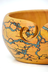 Cuenco de hilo de madera hecho a mano, soporte de punto de ganchillo de resina azul cielo, cuenco de hilo, regalo de Navidad funcional - Product Image 4