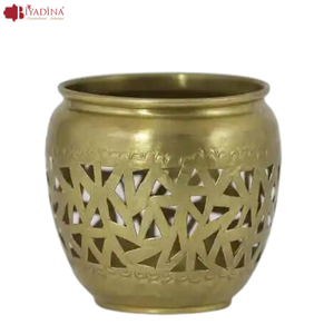 Bougeoir marocain fait à la main, bocaux de bougie en métal artisanal-métal doré ou argenté - Product Image 1