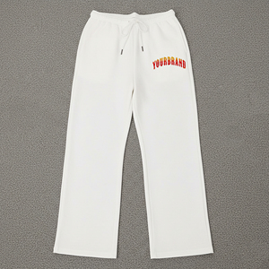 Pantalones de chándal acampanados de ajuste holgado de algodón 100% hechos a medida de alta calidad para mujer, pantalones de chándal transpirables de pierna ancha y recta para mujer - Product Image 3