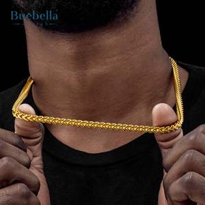 Venta caliente 925 Plata y 14K chapado en oro 5mm Franco caja collar de cadena para Hombres estilo de moda collar de moissanita - Product Image 2