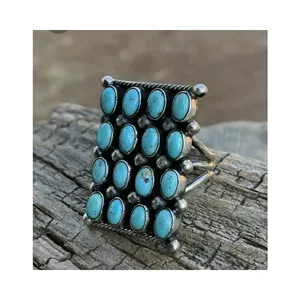 Arizona turquoise ring 925 sterling silver custom wholesale jewelry for women and girls handmade silver rings suppliers