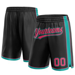 Industrie Direct Engro Sportswear Short de basket-ball personnalisé noir néon rose-Aqua Authentic Basketball Shorts - Product Image 1