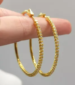 925 Sterling <b>Silver</b> Moissanite <b>Huggie</b> <b>Hoop</b> <b>Earrings</b> for Women - Product Image 6