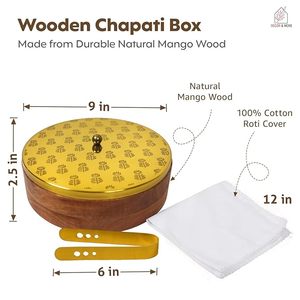 Boîte à chapati en bois de qualité supérieure avec couvercle hermétique pour garder les rotis chauds, doux et frais pour les repas, boîte à roti en bois artisanale pour le stockage - Product Image 3