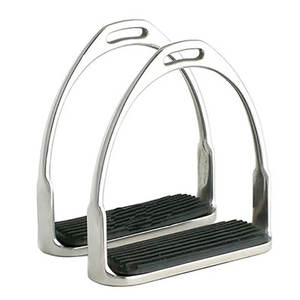 Plancha de estribo de acero inoxidable de alta calidad, diseño tradicional con estribos de seguridad, almohadilla de goma negra plateada para montar a caballo - Product Image 6