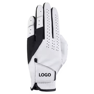 Guantes de golf unisex OEM hechos a medida de piel auténtica Cabretta con etiqueta privada y dedos completos de piel de oveja - Product Image 2