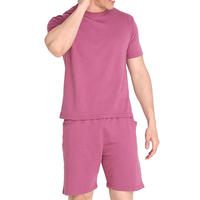 Conjunto Deportivo Casual de Verano para Hombre al por Mayor, de Secado Rápido, Transpirable, de Poliéster/Algodón Tejido, con Camiseta y Pantalones Cortos Estampados por Transferencia Térmica