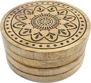 Posavasos de madera de mango hechos a mano de diseño americano con el mejor posavasos de utensilios de cocina impresos con esmalte para vajilla y uso de mesa - Product Image 2