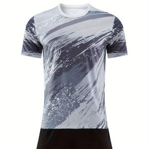 Maillot de football personnalisé 100 % polyester, ensemble uniforme d'entraînement de football pas cher, col ras du cou, uni, court, patchwork, imprimé par transfert thermique - Product Image 2