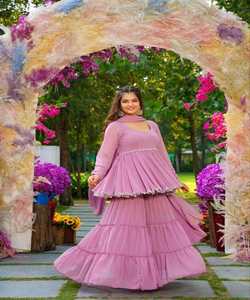 ชุดผ้าจอร์เจียแบบมีสไตล์พร้อมเสื้อพิมพ์ลายและชุดคู่กับชุดปาร์ตี้ที่สมบูรณ์แบบสำหรับเด็กผู้หญิง - Product Image 3